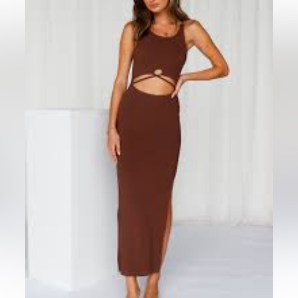 Princess Polly brown tank midi dress